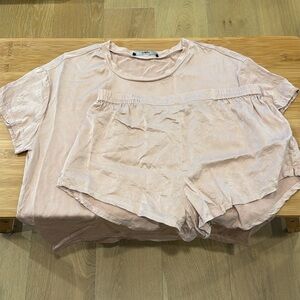 Quince Washable Silk Pajama Tee and Shorts Set in Almond